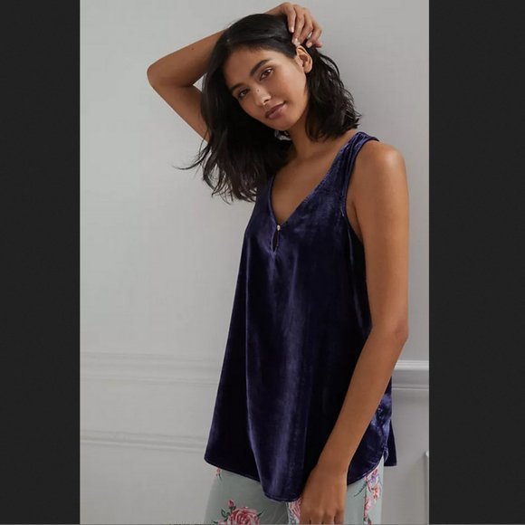 Anthropologie Suri Velvet‎ Tank in Midnight Blue Sz XS NWT - Picture 1 of 8